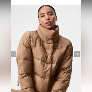 ALO YOGA faux leather gold rush puffer New